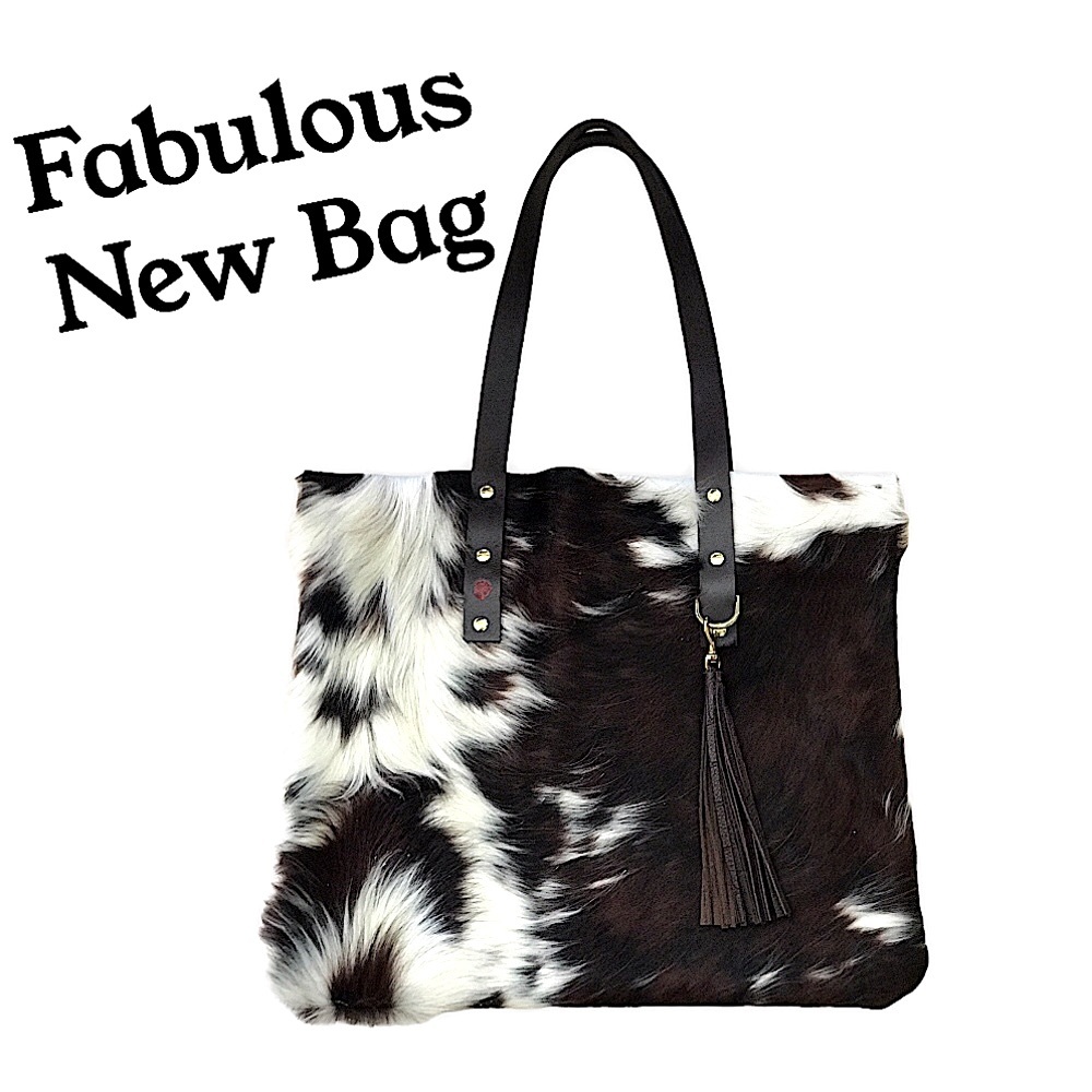 New Leather hair on hide Fabulous Leather Cowhide Tote Bag 👜